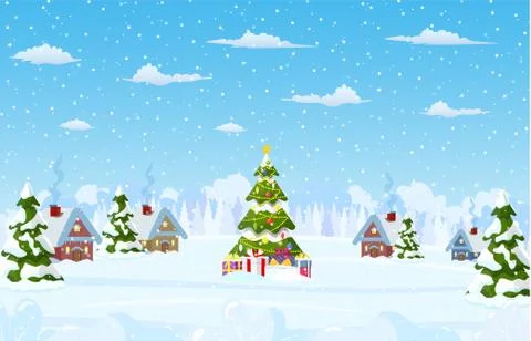 Decorated Christmas tree 스톡 일러스트