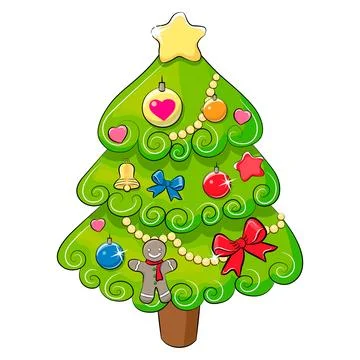 Decorated Christmas tree Stock Illustration