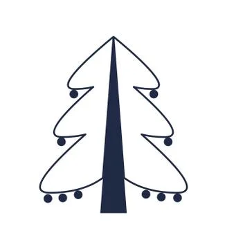 Decorated christmas tree isolated vector icon Stock Illustration