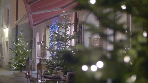 Decorated Christmas Tree At Night Video stock 112751257