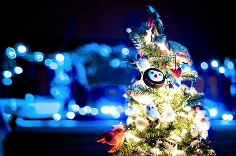 Decorated Christmas tree Stock Photos