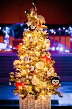 Decorated Christmas tree Stock Photos