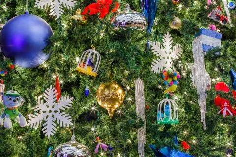 Decorated Christmas tree Stock Photos
