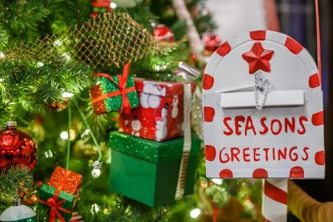 Decorated Christmas tree Stock Photos