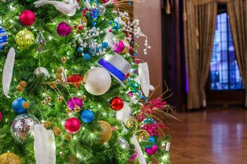 Decorated Christmas tree Stock Photos
