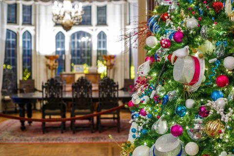 Decorated Christmas tree Stock Photos