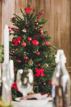 Decorated Christmas tree 库存照片