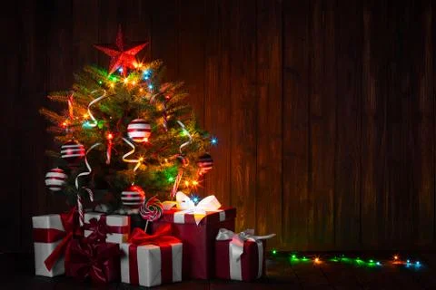 Decorated Christmas tree Stock Photos