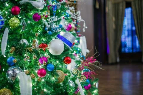 Decorated Christmas tree Stock Photos