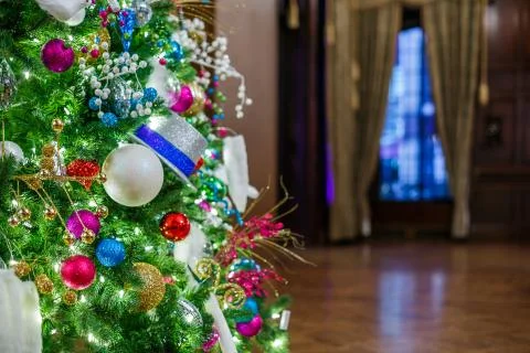 Decorated Christmas tree Stock Photos