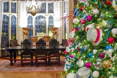 Decorated Christmas tree Stock Photos