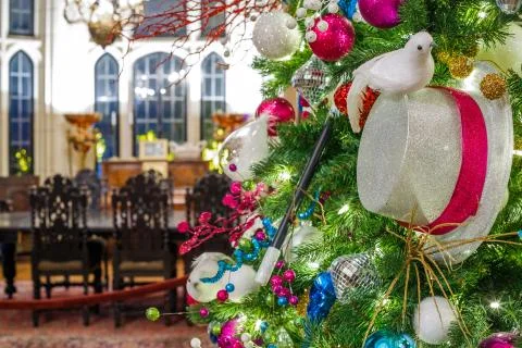 Decorated Christmas tree Stock Photos