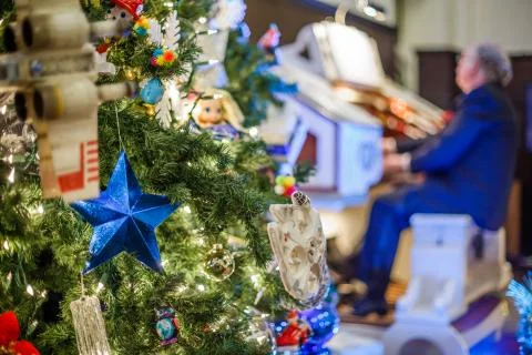 Decorated Christmas tree Stock Photos
