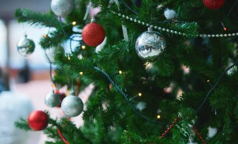 Decorated Christmas tree Stock Photos