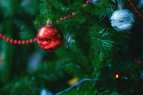 Decorated Christmas tree Stock Photos