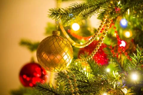 Decorated Christmas tree Stock Photos
