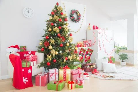Decorated Christmas tree Stock Photos