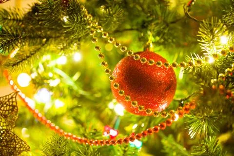 Decorated Christmas tree Stock Photos
