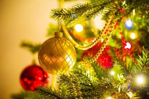 Decorated Christmas tree Stock Photos