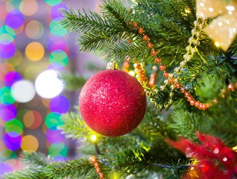 Decorated Christmas tree Stock Photos