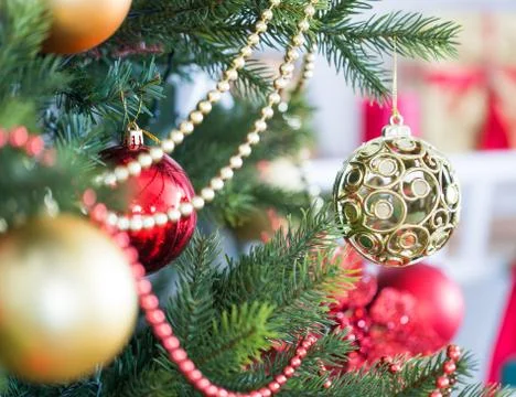 Decorated Christmas tree Stock Photos