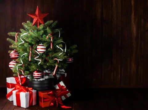 Decorated Christmas tree Foto stock