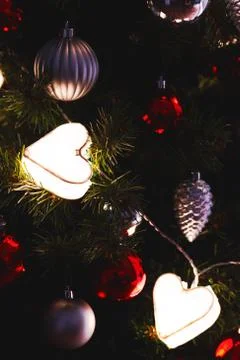 Decorated Christmas tree Stock Photos