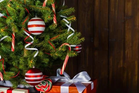 Decorated Christmas tree Stock Photos