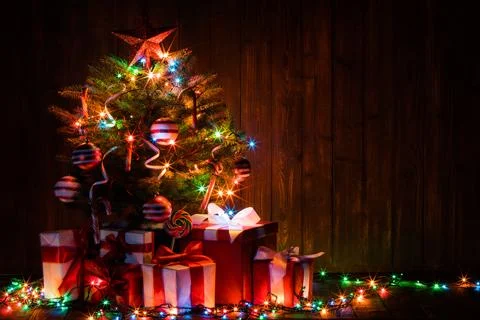 Decorated Christmas tree 스톡 사진