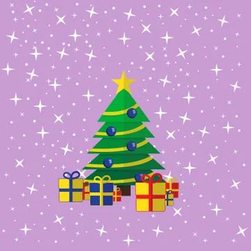 The decorated Christmas tree with the presents Stock Illustration