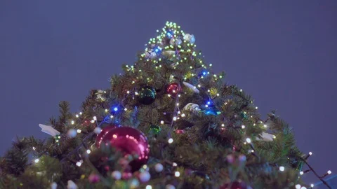 Decorated Christmas tree on the sky background Stock Footage 121414655
