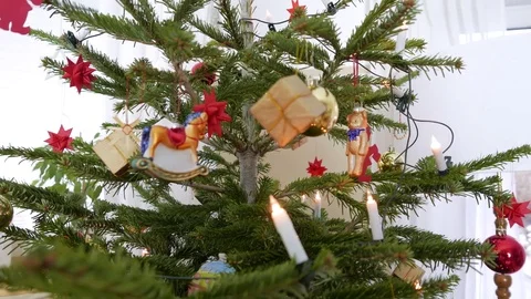 Decorated Christmas Tree slide Stock Footage 78137534