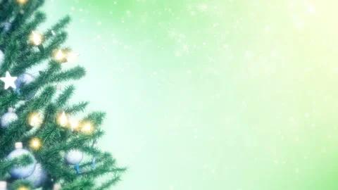 Decorated Christmas tree with sparkling light garland, balls and stars Stock Footage 119136879