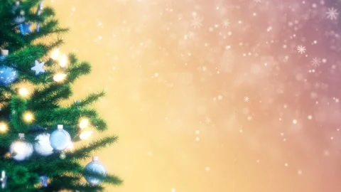 Decorated Christmas tree with sparkling light garland, balls and stars Video stock 119188756