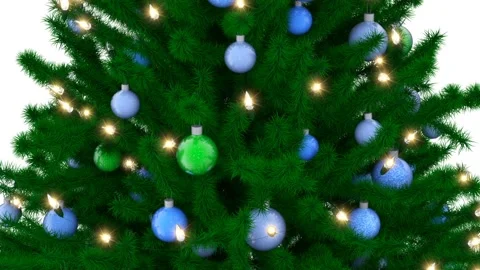 Decorated Christmas tree with sparkling light and balls Stock Footage 165088876