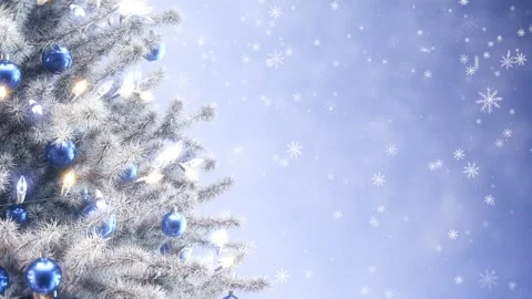 Decorated Christmas tree with sparkling light garland and balls Stock Footage 254283249