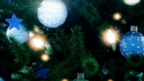 Decorated Christmas tree with sparkling light Stock Footage 292462622