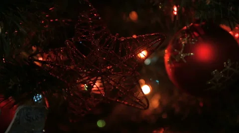 Decorated Christmas tree, star Stock Footage 58917026