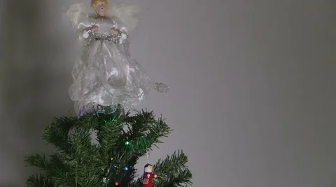 Decorated Christmas Tree Tilt Down Close Up Stock Footage 45661309