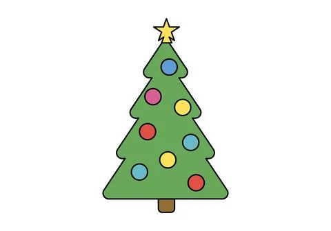 Decorated Christmas tree vector illustration. Stock Illustration