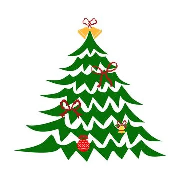 Decorated Christmas Tree Vector Illustration Stock Illustration