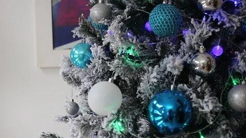Decorated christmas tree video. close up Stock Footage 144122735