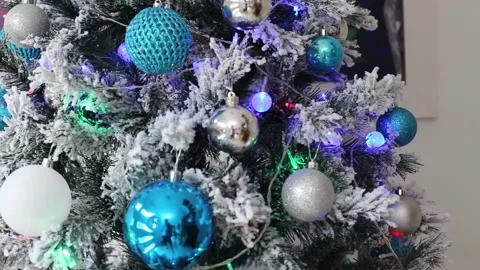 Decorated christmas tree video. close up Stock Footage 144122747