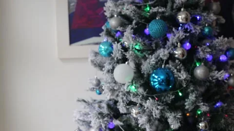 Decorated christmas tree video. close up Stock Footage 144122763