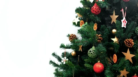 Decorated Christmas tree with white background for placing New Year Stock Footage 145485968