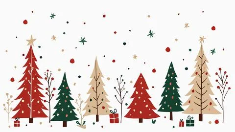 Decorated Christmas Trees Stock Illustration