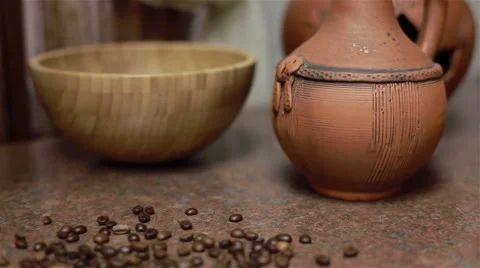 Decorated clay pots. Dolly shot Stock Footage 48806404