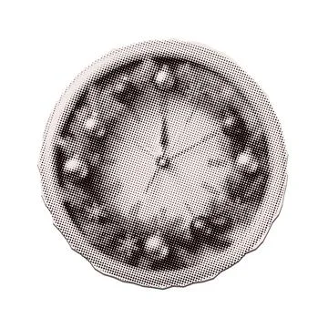 Decorated clock - Christmas halftone collage torn out paper sticker. Cut out of Stock Illustration