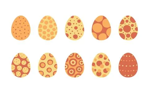 Decorated color Easter eggs set. Egg in flat style. Festive traditional meal Stock Illustration