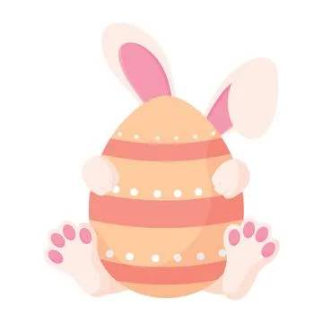 Decorated colored easter egg and bunny Vector Illustrazione stock